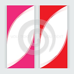 Vector set pink red curves wave lettering background