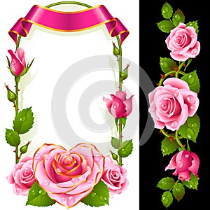 Vector set of Pink Roses Decoration