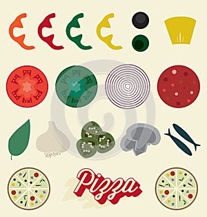 Vector Set: Pizza Toppings Collection