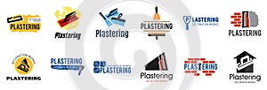 Vector set of plastering finishing company logos photo