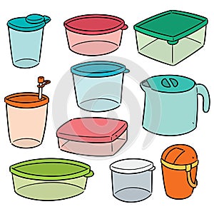 Vector set of plastic container