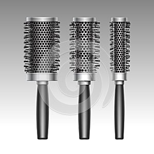 Vector Set of Plastic Curling Radial Hair Brush