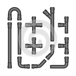 Vector Set of Plastic Pipes Isolated on White