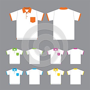Vector set of Polo-shirts front and back views.