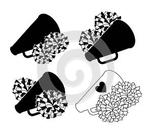 Vector set of pom poms. cheerleading icon