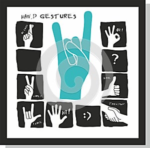 Vector set of positive hand gestures