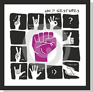 Vector set of positive hand gestures