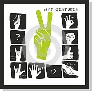 Vector set of positive hand gestures