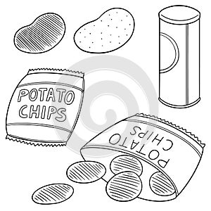 Vector set of potato chips