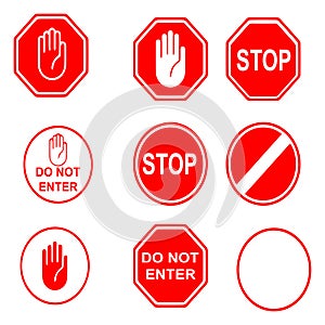 Prohibition and Stop Traffic Signs Vector Set
