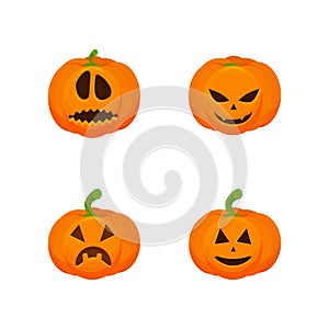 Vector set of pumpkin with scary face. Isolated on white background. Symbol of Halloween holiday. pumpkin cartoon