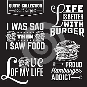 Vector set of quote typographical background about fast food.