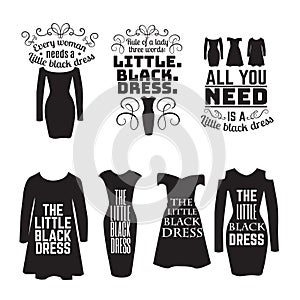 Vector set of quote typographical background about a little black dress