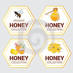 Vector set of Raw Honey labels for greetings and promotion, Bestseller, Best Choice, Sale, Special Offer. Graphic