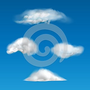 Vector set of realistic clouds of various shapes.