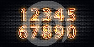 Vector set of realistic isolated neon sign of Numbers logo for template decoration and layout covering.