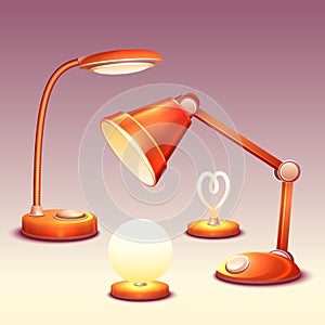 Vector set of realistic office reading-lamps photo