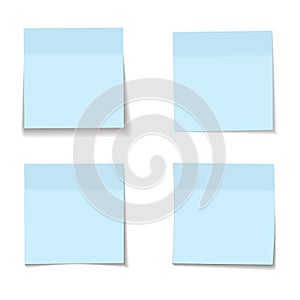 Vector set of realistic paper blue memo sheets photo