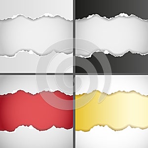 Vector set of realistic torn paper backgrounds with empty space for your text