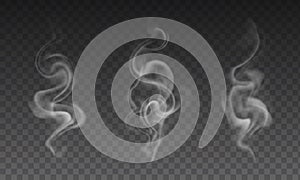 Vector set of realistic transparent smoke effects