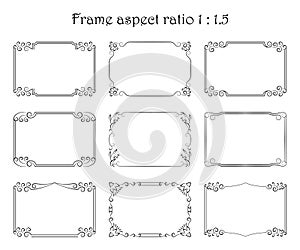 Set of rectangular frames with floral pattern