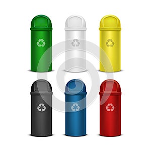 Vector Set of Recycle Bins for Trash and Garbage