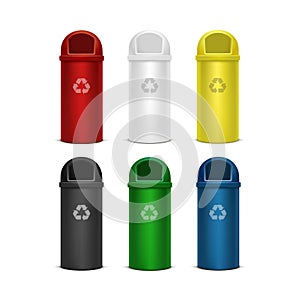 Vector Set of Recycle Bins for Trash and Garbage