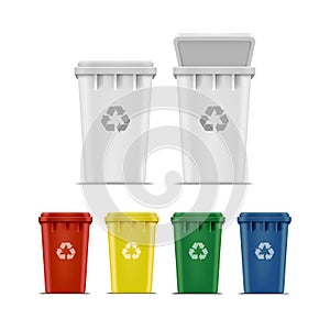 Vector Set of Recycle Bins for Trash and Garbage