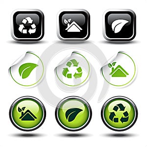 vector set of recycle buttons and stickers