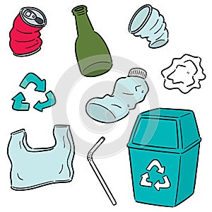 Vector set of recycle garbage