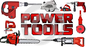 Vector set of red power tools photo