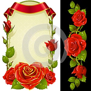Vector set of Red Roses Decoration