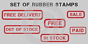 Vector Set of Red Rubber Stamps