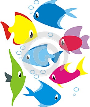 Vector set of reef fish.