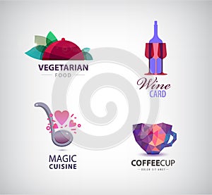 Vector set of restaurant, cafe, coffee, wine