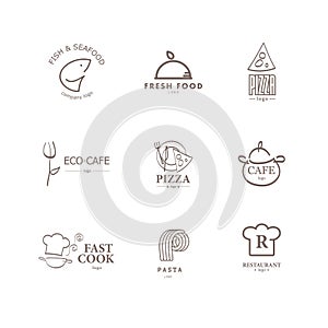 Vector set of restaurant logo design templates.