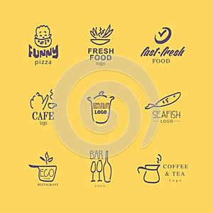 Vector set of restaurant logo design templates.