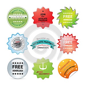 Vector set of retro badges, labels and buttons