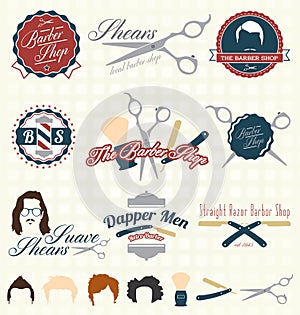 Vector Set: Retro Barber Shop Labels