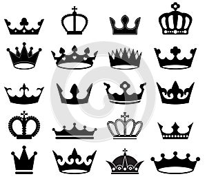 Vector set of retro crowns