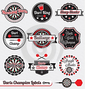 Vector Set: Retro Darts Champion Labels