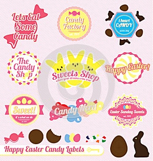 Vector Set: Retro Easter Candy Labels