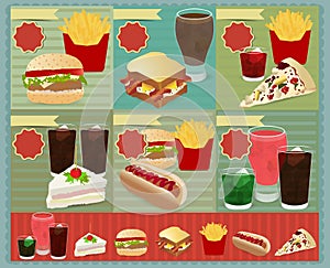 Vector Set of Retro fast food menu