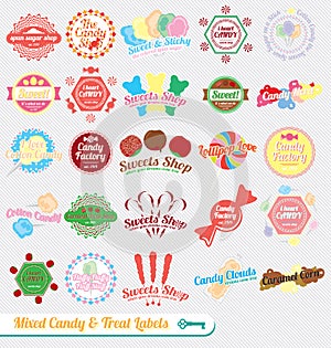 Vector Set: Retro Mixed Candy Labels