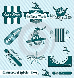 Vector Set: Retro Snowboarding Labels