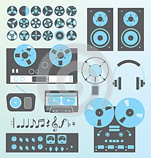 Vector Set: Retro Style Music Recording Equipment