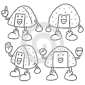 Vector set of rice ball cartoon