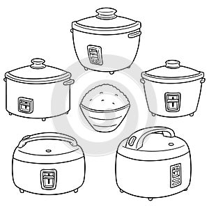 Vector set of rice cookers