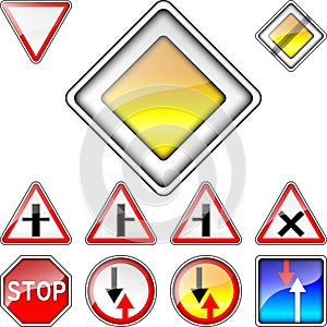 Vector set of road signs priority