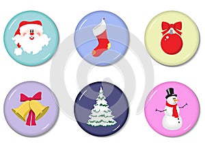 Vector set of round Christmas icons